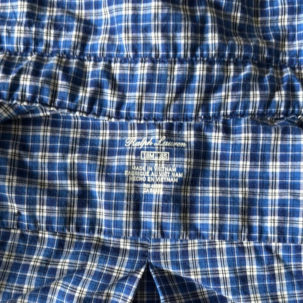 Ralph Lauren Blue Plaid Button Down Long Sleeve | 18M